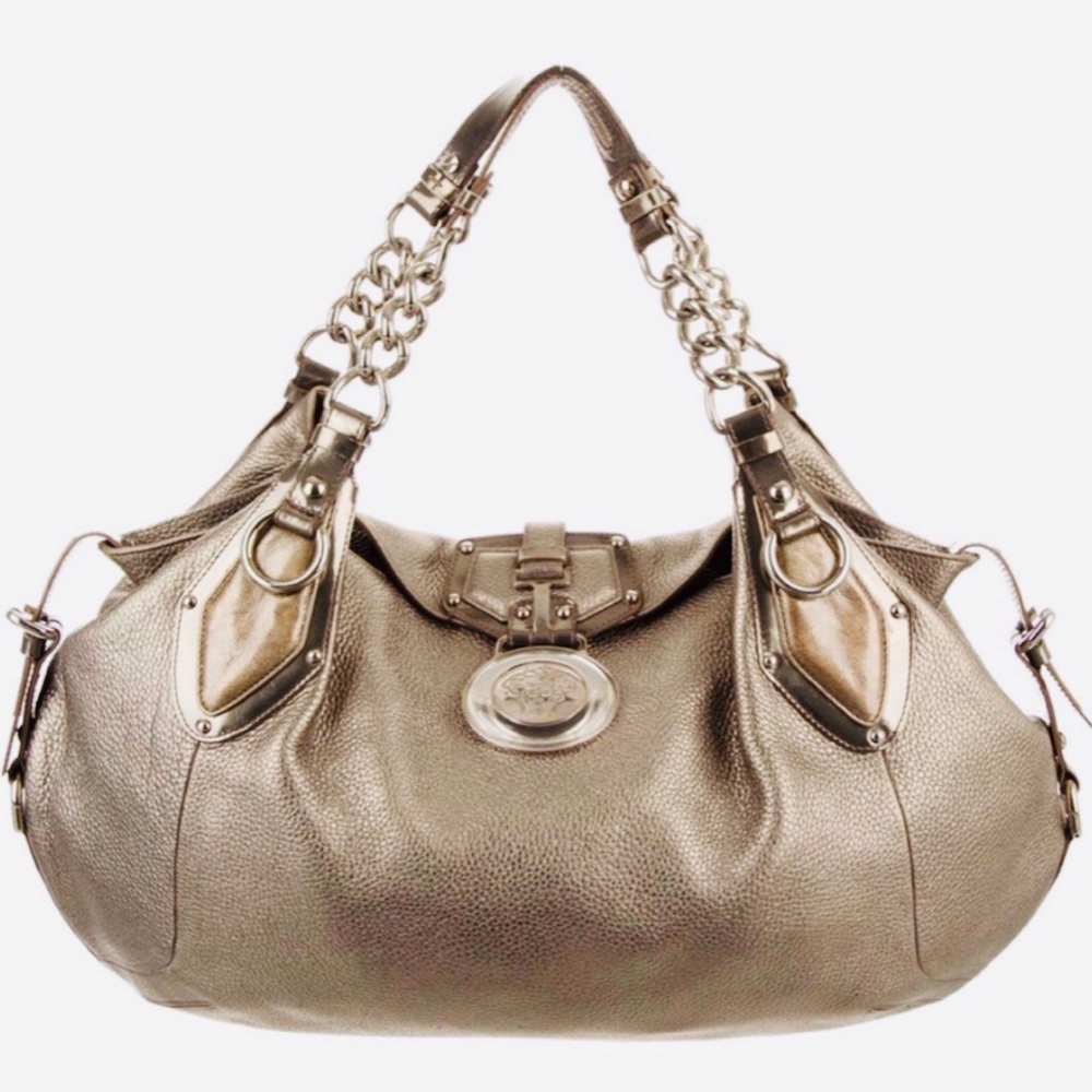 One Day Sale! VERSACE Bronzed Leather Medusa Medallion Bag